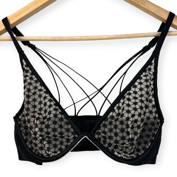 Victoria Secret Luxe Starburst Sheer Bra 34D/D75 Unlined Wired Demi Side Closure - Picture 2 of 15